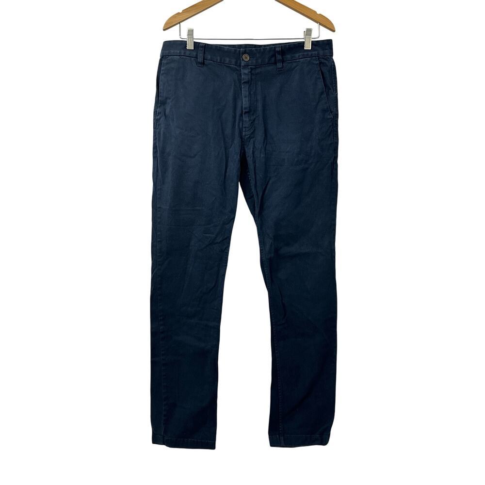 Outerknown SEA Legs Slim Pants Mens Sz 33x32 Navy Blue Organic Cotton Flat Front